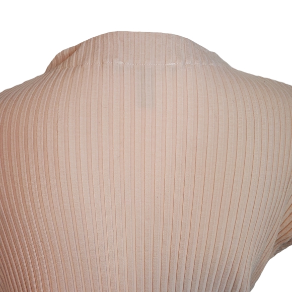 Eileen Fisher High Neckline Peach Ribbed Sleeveless Blouse - Picture 6 of 9
